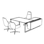 Desk with Return and Supporting on Combination Unit (Right Side) + 1 Executive Chair + 2 Visitor Chair