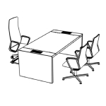 Desk with Lacquered Legs + 1 Executive Chair + 2 Visitor Chair