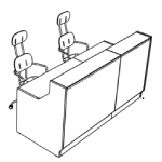 L2056 x D824 x H1105 + 1 or 2 Chair