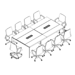 Medium Rectangular Shape Table (1 Middle Panel Leg, 10 Persons) + 10 Chair