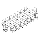 Extra Large Rectangular Shape Table (3 Middle Panel Leg, 16 Persons) + 16 Chair