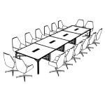 Extra Large Rectangular Table (3 Middle Panel Leg, 16 and 18 Persons) + 16 and 18 Chair