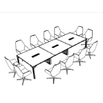 Large Rectangular Shape Table (2 Middle Panel Leg, 12 and 14 Persons) + 12 and 14 Chair