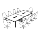 Medium Rectangular Shape Table (1 Middle Panel Leg, 8 and 10 Persons) + 8 and 10 Chair