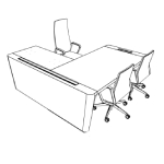 Desk with Return unit and Supporting Pedestal + 1 Executive Chair + 2 Visitor Chair