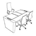 Desk With Leather Inlay + 1 Executive Chair + 2 Visitor Chair