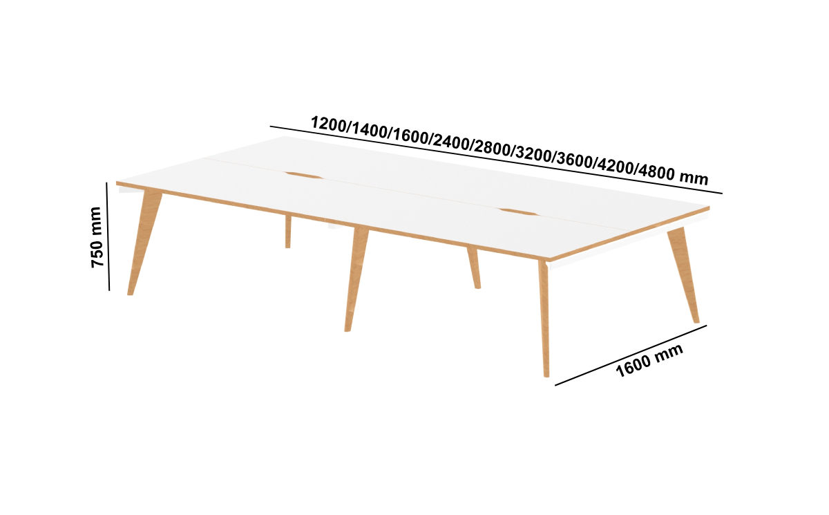 Margot 3 Back To Back Bench Desk For 2, 4 And 6 Persons Middle