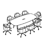 Rounded Corner Shape Table (8 Persons) + 8 Chair