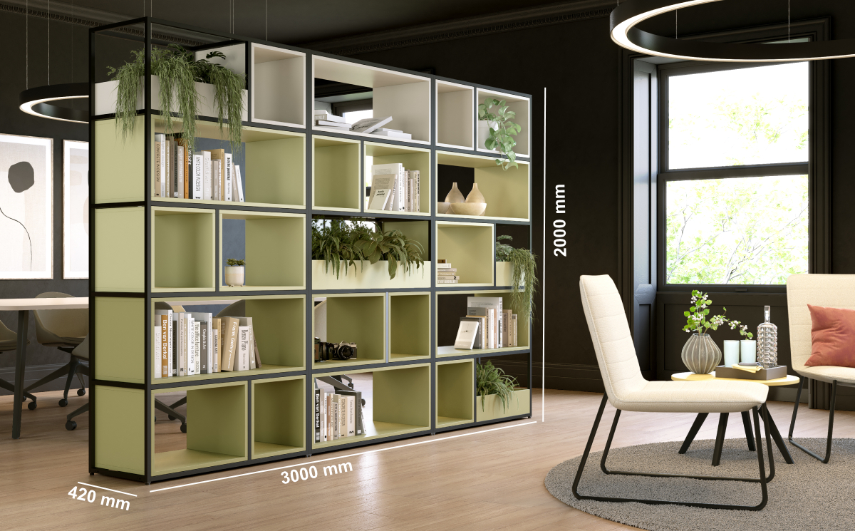 Feb Bookcase With Optional Cubby Unit And Plant Box Size Img