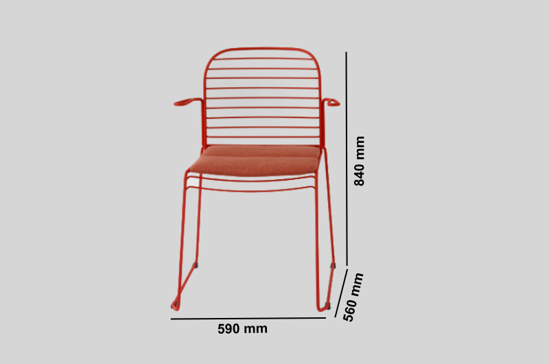 June 1 Skid Base, 4 Legged & Demountable Base Chair With Armrest Size Image