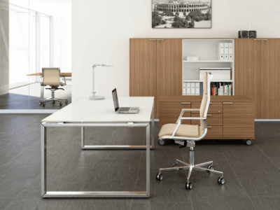 Raymond 4 – Glass Top Executive Desk With Optional Return Main Image 01