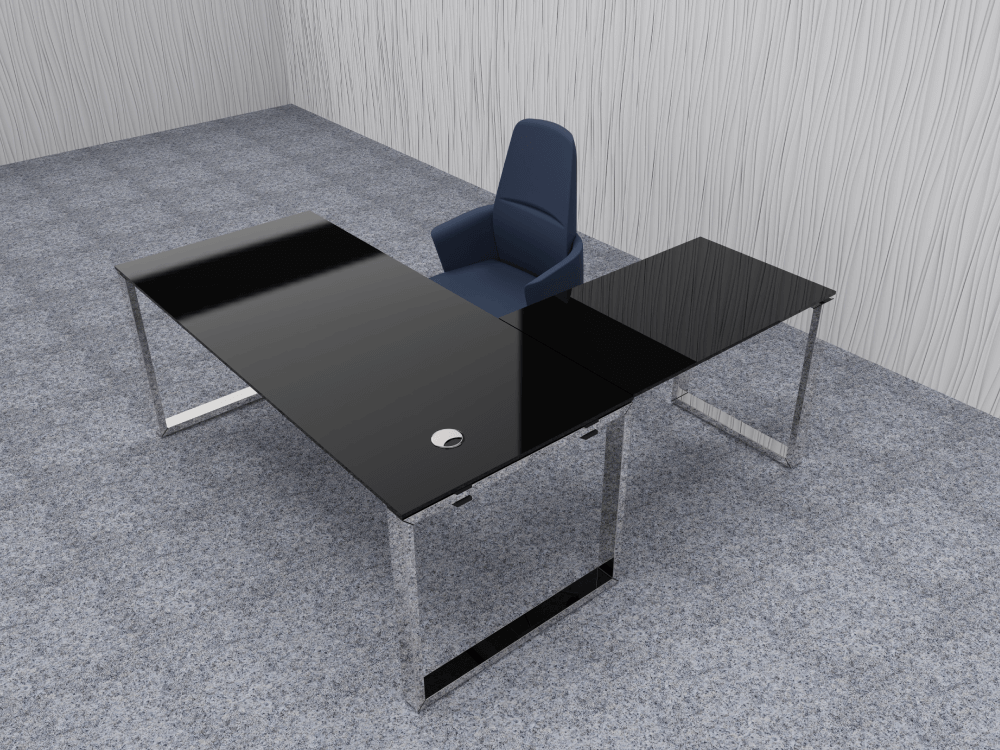 Raymond 4 – Glass Top Executive Desk With Optional Return Main Image 02