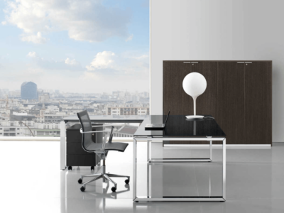 Raymond 4 – Glass Top Executive Desk With Optional Return Main Image