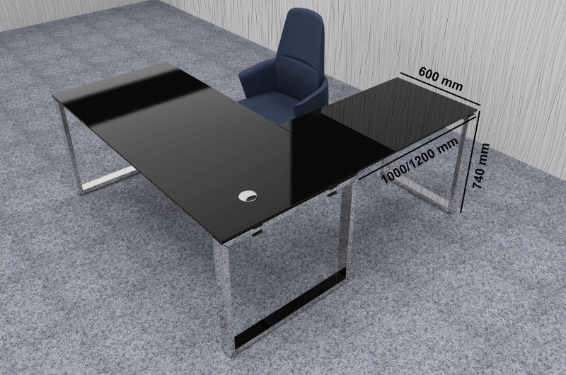 Raymond 4 – Glass Top Executive Desk With Optional Return The Perfect Addition (1)