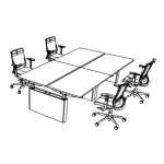 Workstations for 4 Persons + 4 Chairs