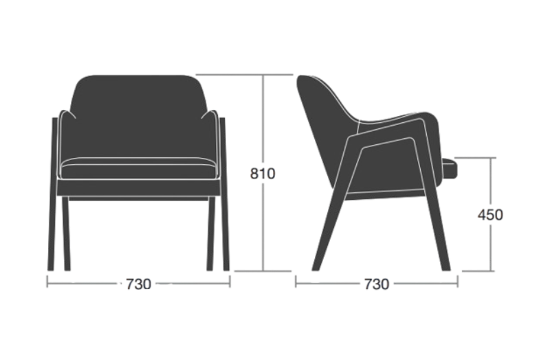 Amore Visitor & Lounge Chair Dimensions Img