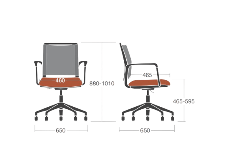 Amy 1 – Multi Purpose Chair With Mesh Back Dimensions Img