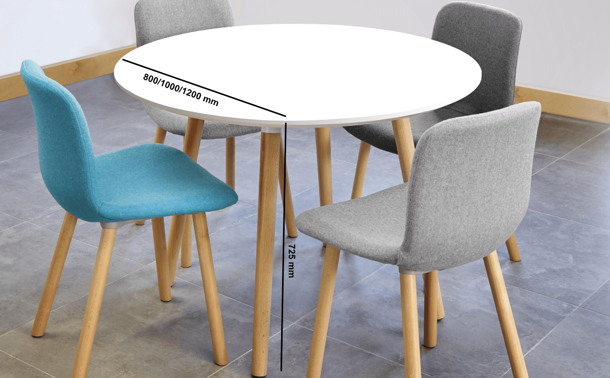 Kia - White Veneer Round, Square and Rectangular Shaped Meeting Table Dimensions Img