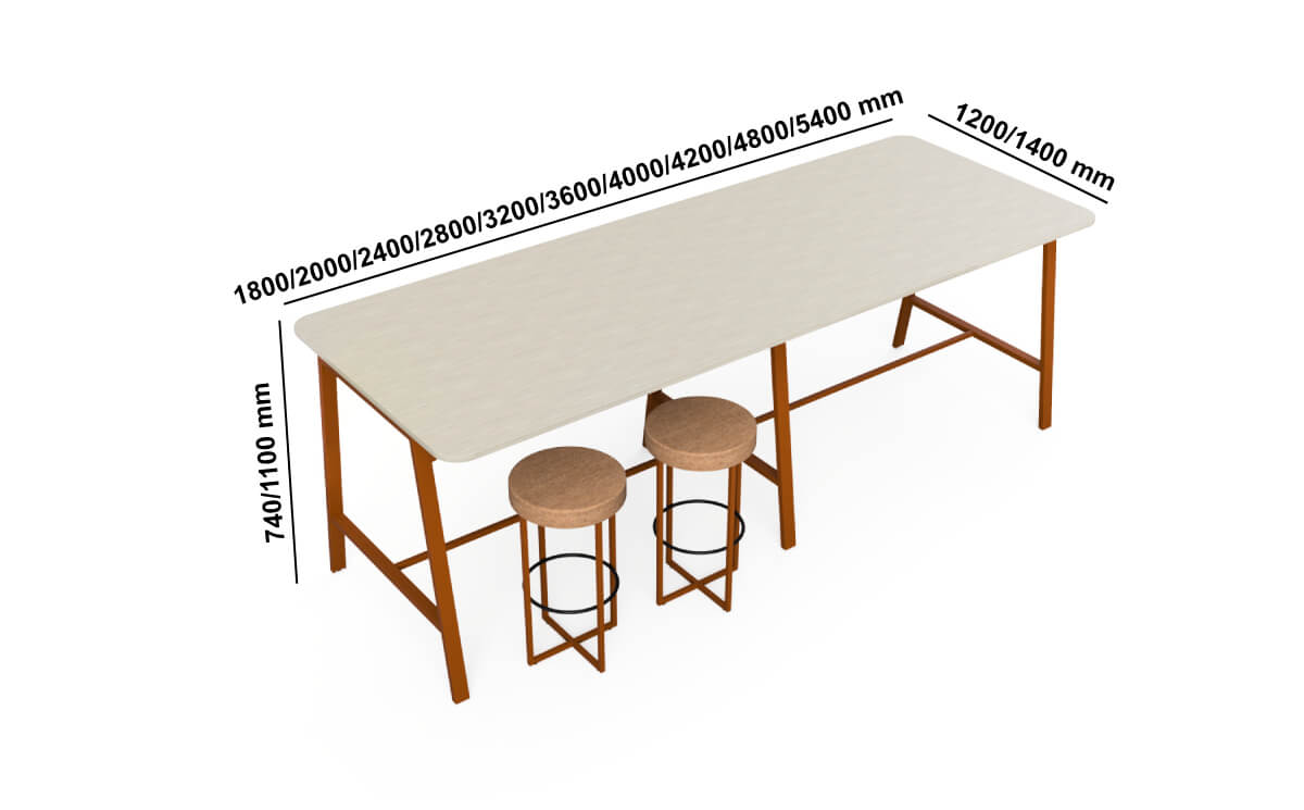 Lido – Medium And High Height Rectangular Meeting Table With Optional Castor Size