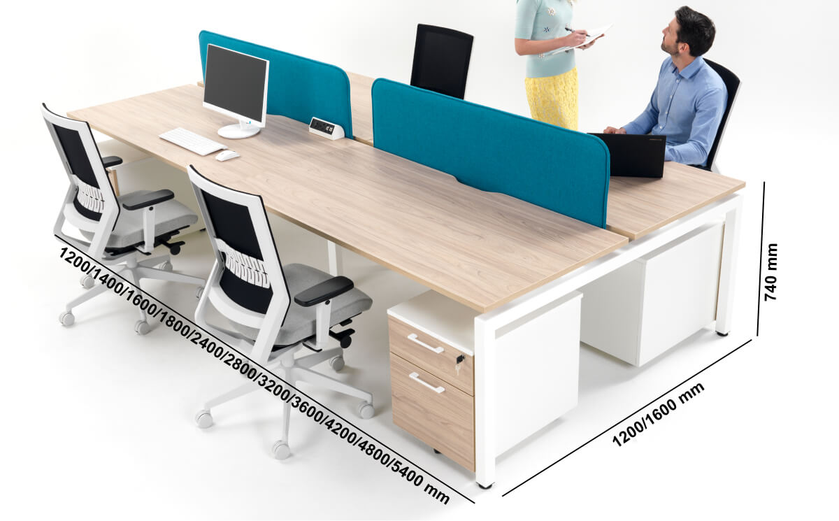 Lima 1 Double Bench Desk For 2, 4 And 6 Persons With U, A Or O Legs Size Image