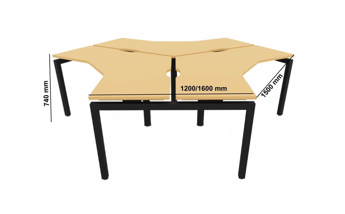 Lima 2 Back To Back 3 Person Operational Desk With Optional Pedestal Size