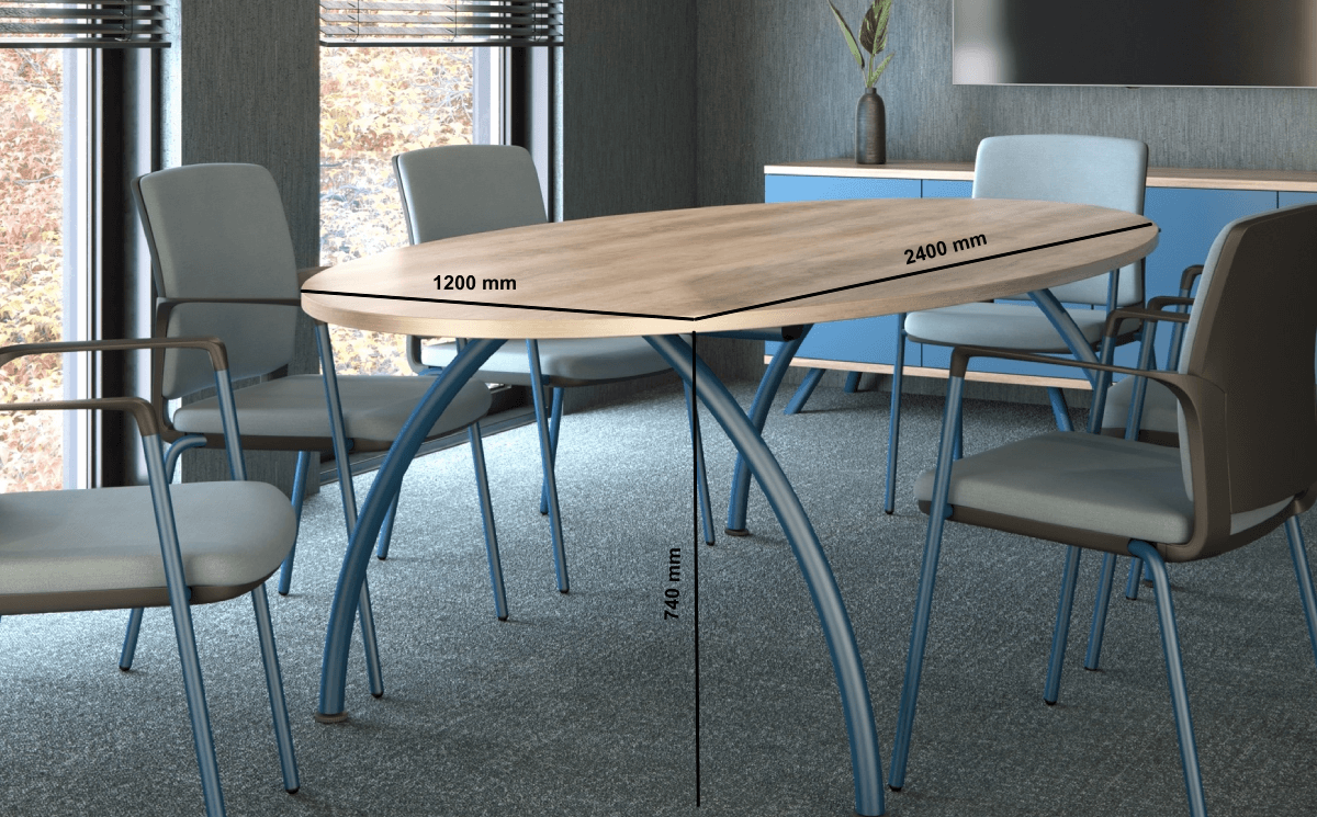 Liona Oval And Triangle Shaped Meeting Table Dimensions Img