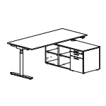 Nuvalia – 2 Drawers With Lock,1 Filing Unit, 2 Open Compartments And 2 Shelves (l1205 X D562 X H540)