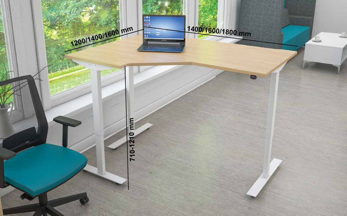 Savino Electric Height Adjustable Desk With Optional Return Size Image