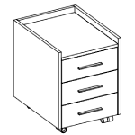 L460 x D620 x H600 (3 Drawers Pedestal with Finishing Sides)