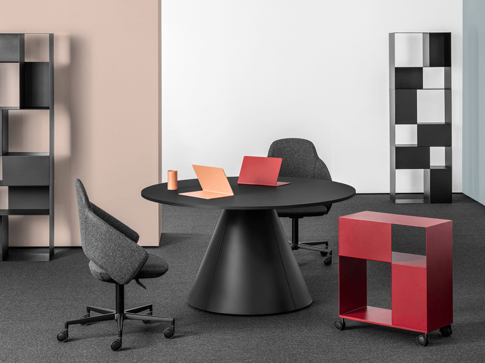 Fawida Round Meeting Table With Conical Base Main Image