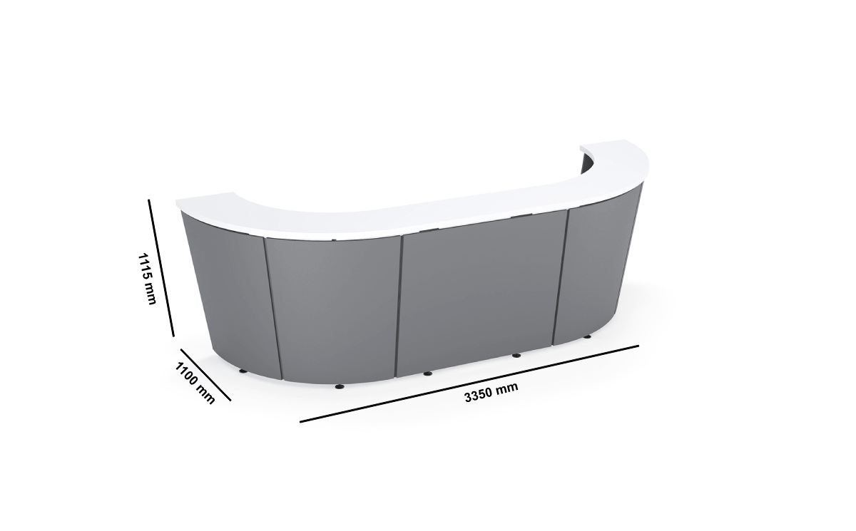 Meconi Straight, Curved And Cornner Curved Reception Desk With Optional Dda Access Unit Dimensions Img