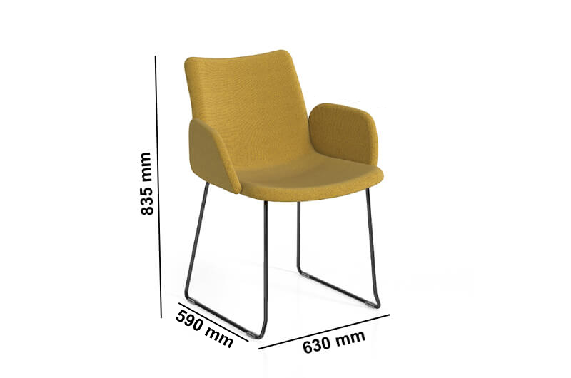 Omero Mutlipurpose Chair With Wooden Metal Legs Size Image