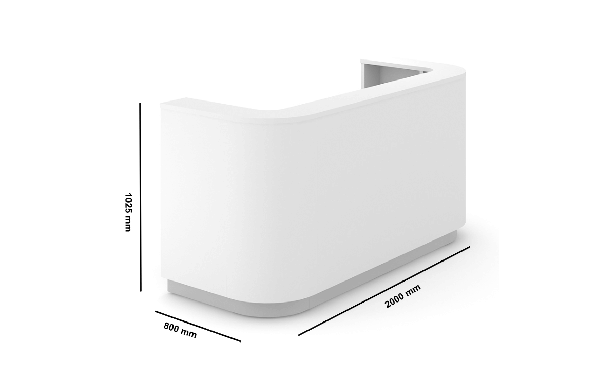 Valerio White Curved Reception Desk Dimensions Img