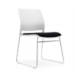 Genaro White Chair With Black Seat Pad