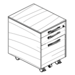 L445 X D562 X H606 Mm (2 Drawer And 1 Filing Unit With Lock)