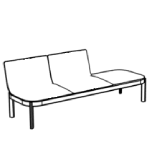 L1950 x D650 x H755 mm (Bench with Two Seat Pad and Backrest)