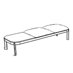 L1950 x D650 x H450 mm ( Bench with Two Seat Pad)