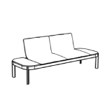 L1950 x D650 x H755 mm (Bench with Center Two Seat Pad and Backrest)