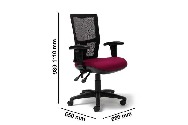 Vico Mesh Back Operator Office Chair With Adjustable Arms Size