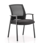 Metro Visitor Chair Black Fabric Black Mesh Back Black