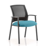 Metro Visitor Chair Black Fabric Black Mesh Back Teal