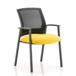 Metro Visitor Chair Black Fabric Black Mesh Back Yellow