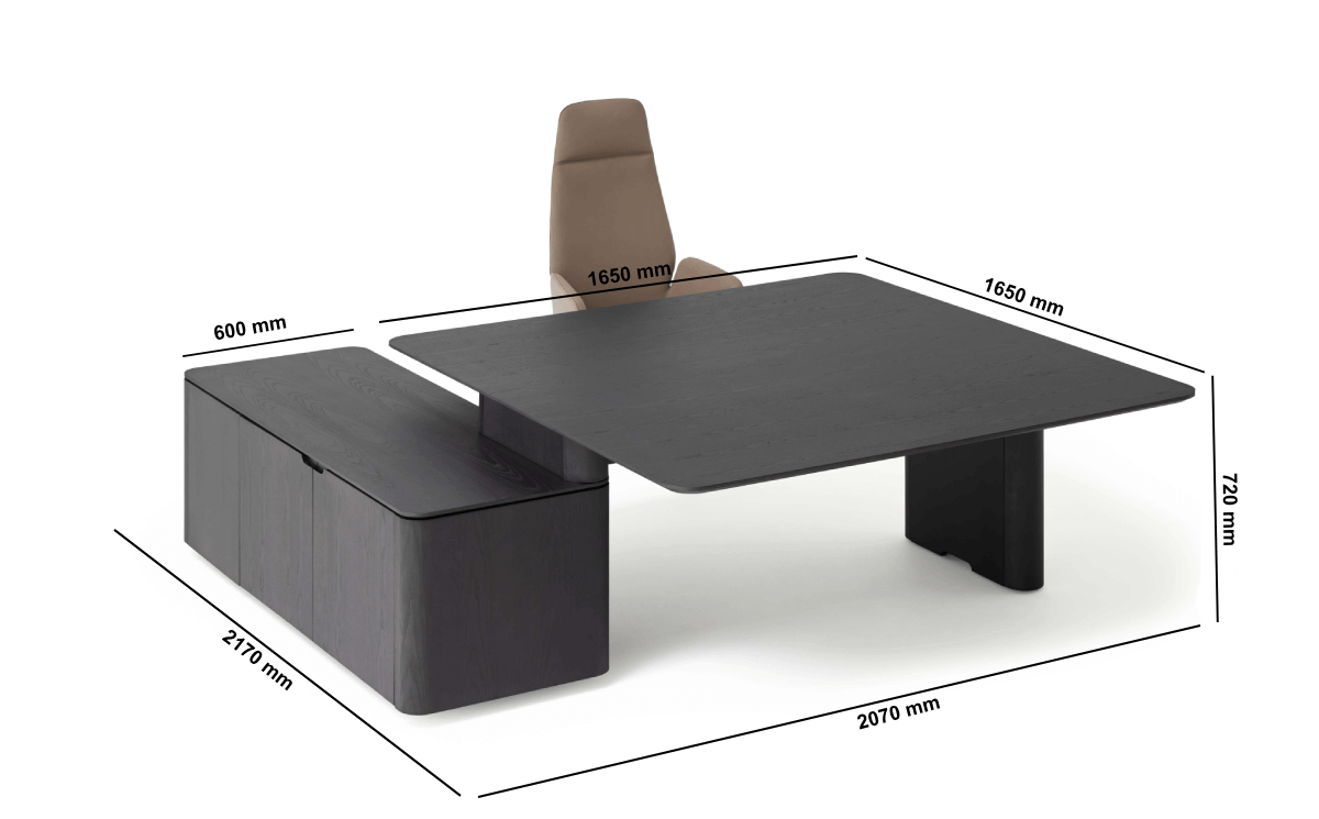 Bruna 2 Square Shape Meeting Table Dimensions Image