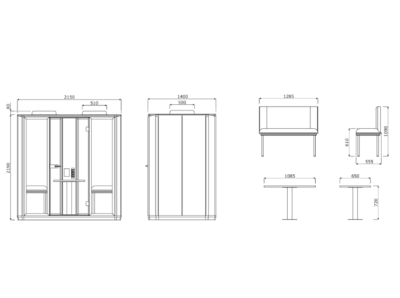 Capo One And Four Person Acoustic Phone Booth With Ventilation