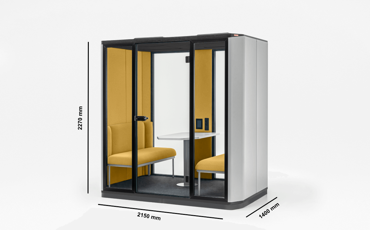 Capo One And Four Person Acoustic Phone Booth With Ventilation Dimensions Img