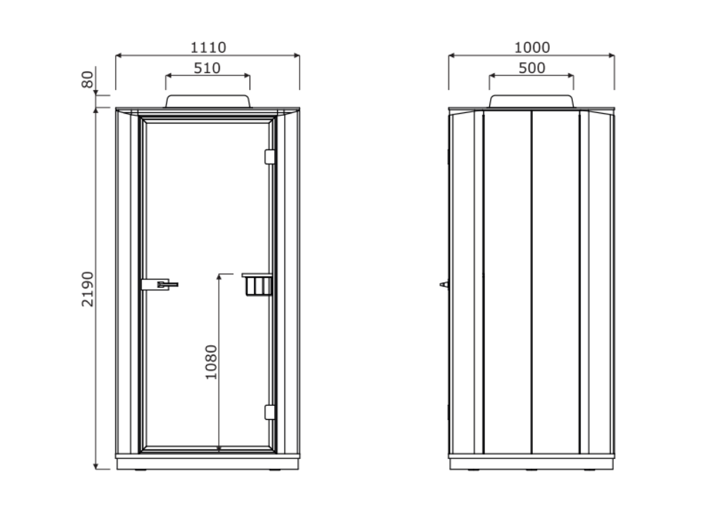 Capo One And Four Person Acoustic Phone Booth With Ventilation Size